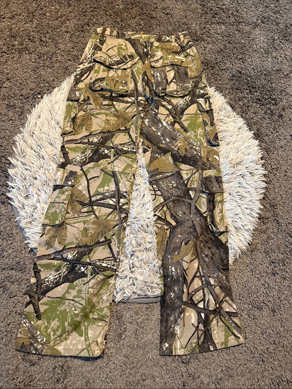 Kids Camo Cargo Pants in Green and Tan - Durable Outdoor Bottoms - Picture 9 of 14